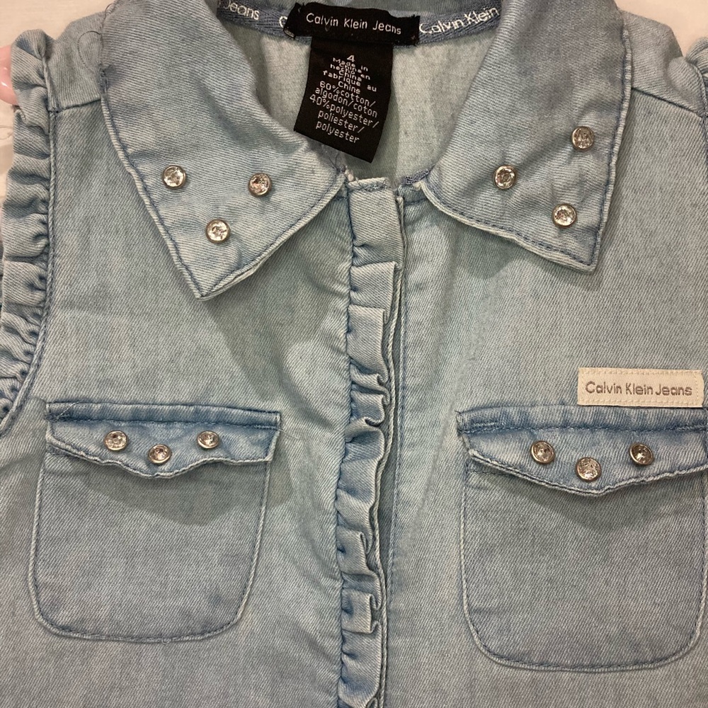 Calvin Klein sleeveless jean dress girl size 4. - Picture 5 of 6